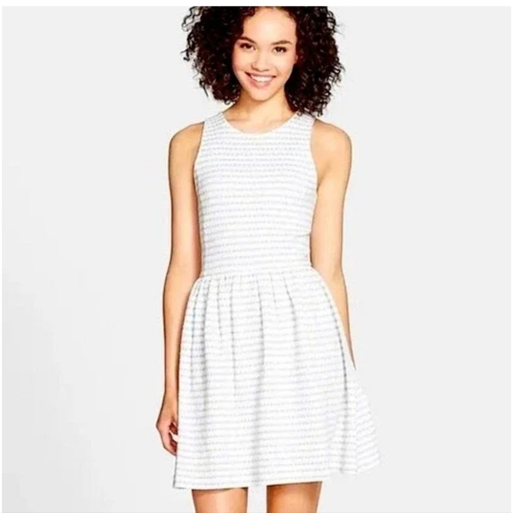 Frenchi White and Gray Pleated Sundress
